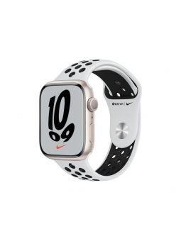 Apple Watch S7 Nike GPS 45mm Aluminio Blanco Estrella con Correa Deportiva Platino Negra