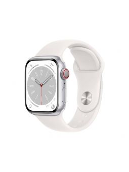 Apple Watch S8 GPS + Cellular 41mm aluminio en plata y correa deportiva blanca