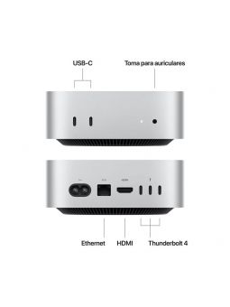 Apple Mac mini M4 16GB + 512GB SSD GPU 10 Núcleos macOS Plata