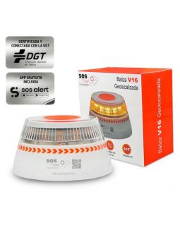 Baliza de emergencia para coche SOS Flash V16 Connected IoT Homologada Base Imantada Geolocalizable Funciona a Pilas ms7store