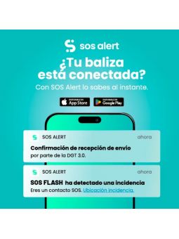 Baliza de emergencia para coche SOS Flash V16 Connected IoT Homologada Base Imantada Geolocalizable Funciona a Pilas app